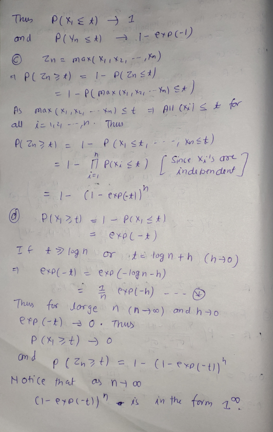 omd 1- exp(-1) This P(x, Et P( Yn st) Zn = max(x,1x2, - - ,xn) a P(Zn , t) 1- P( Zn st) - 1-P(max (x,x2,. – An) St As max (x1