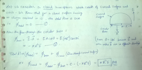et us co noiden a, closed hemisphere which ColinA curved succ and crcle . we knou chat İor a closed stace having Yo clave entbed in it , the tolal fuld us乙en се curved Base Cnve