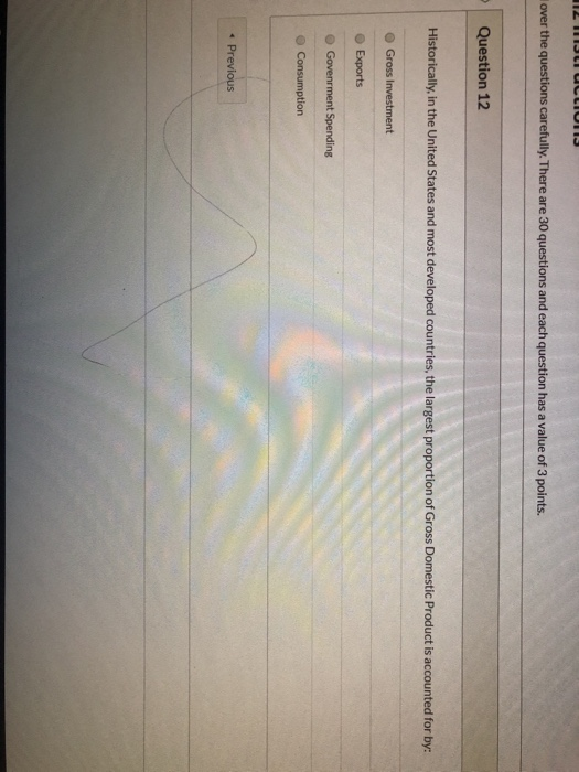 12 1130I uction13 over the questions carefully. There are 30 questions and each question has a value of 3 points. Question 12