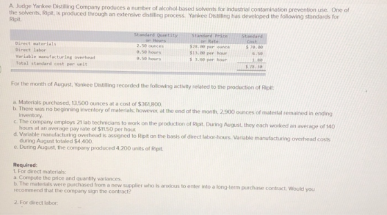 A. Judge Yankee Distilling Company produces a number of alcohol-based solvents for industrial contamination prevention use. O