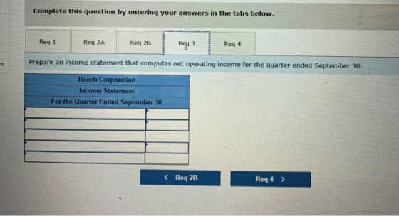 Complete this question by entering your answers in the tabs below. Reg 1 Reg 2A Reg 2B Rep 3 Reg 4 Prepare an income statemen