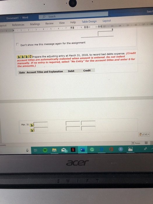 Sara Document? . Word ayout References Mailings Review View Help Table Design Layout 1 23456789.8 10 11 12 13 14 15 16 17 18