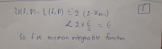 2 211f, P)- Llf, P) = 2 ( 2-km.) L2x6 = 2 So fis rieman integrable function