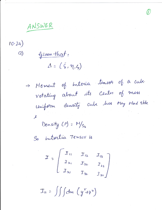 ANSWER t0-24) a)e thot nen unihotm density cule hot May Mot s Density (P) M Se ntuitia Tensoy ia
