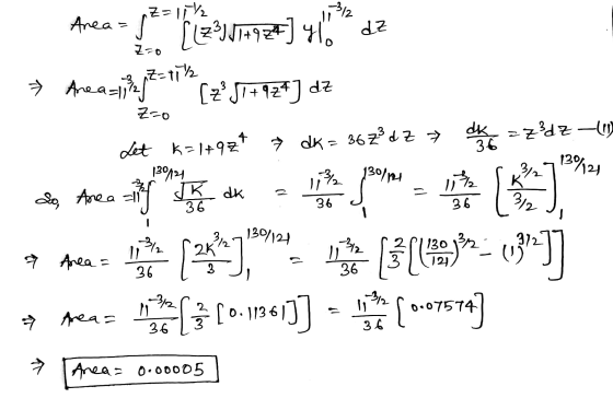 Z=1542 312 li Area=s [[Z3J17+9z+] 41. dz Zo Area=113 j2=113 Cz! J1+12+] dz Z=o dk =z²dz (11) 36 Let k=14924 dk= 36 2² dz > 1