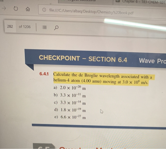 Chapter 6-183-CHEM-101 O file://C/Users/albaq/Desktop/Chemistry%20book.pdf of 1206 282 CHECKPOINT SECTION 6.4 Wave Pro 6.4.1
