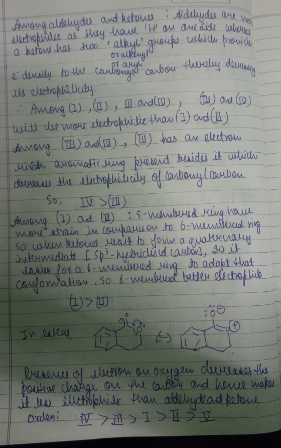 а уу Among aldely des and ketones Adelydes are electrophilce as they have H on one side when a beton has two e alkyl groups w