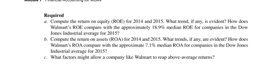 IVIUUue lllal illal HULUUIIlIlIŲ IUI IVIDAS Required a. Compute the return on equity (ROE) for 2014 and 2015. What trend, if