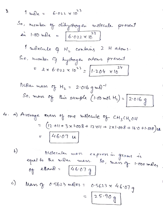 I mdle = 6.022 x 1023 So, number of dihydrogen molecule present en 1.60 mde = 16.022 x 10] I molecule of H₂ contains 2 H ato