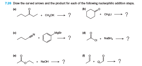 7.26 Draw the curved arrows and the product for each of the following nucleophilic addition steps. (b) 0 CHOK ? [ S + CHLI ?