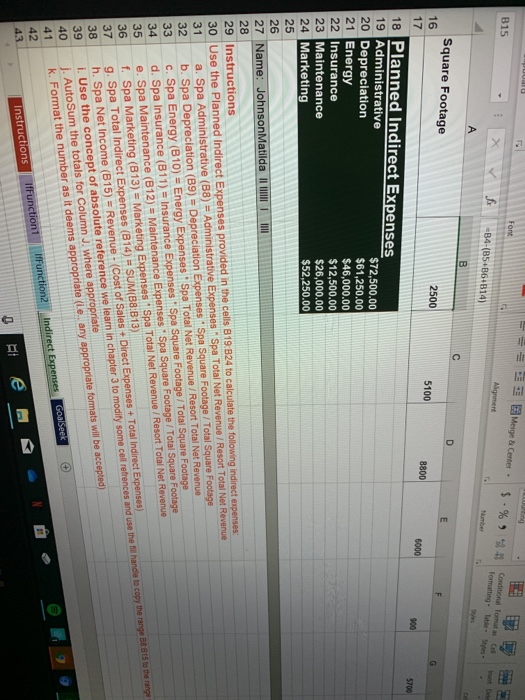 815 Font 33 Merge Center X f -34-(85.36-814) Square Footage 2500 5100 5700 18 Planned Indirect Expenses 19 Administrative $72