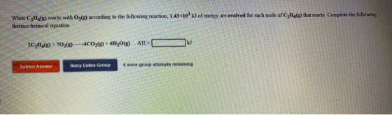 When CH.) reacts with O2(e) according to the following reaction, 1.43x10W of energy are evolved for each mole of CBCR) that r