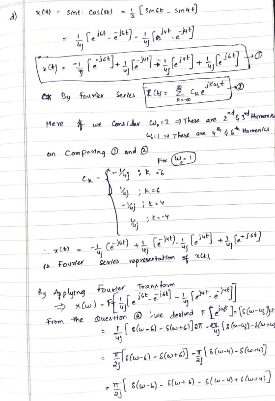X.CH) = sint cos(su) + (sin 6t - Sm4t] | 2.4 - -; (2014)th, eshit , last) + te, le 17 to x By Fournier Series R CH = B C ei k