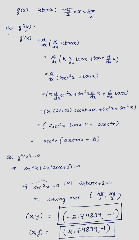 g(x)= atanz; -3T <x<3T Find g(x): goca) la stane) sa isa (ad tana +tanx a 1x) - Cresce ?x +tane) = (rd secza + seczxeber at d