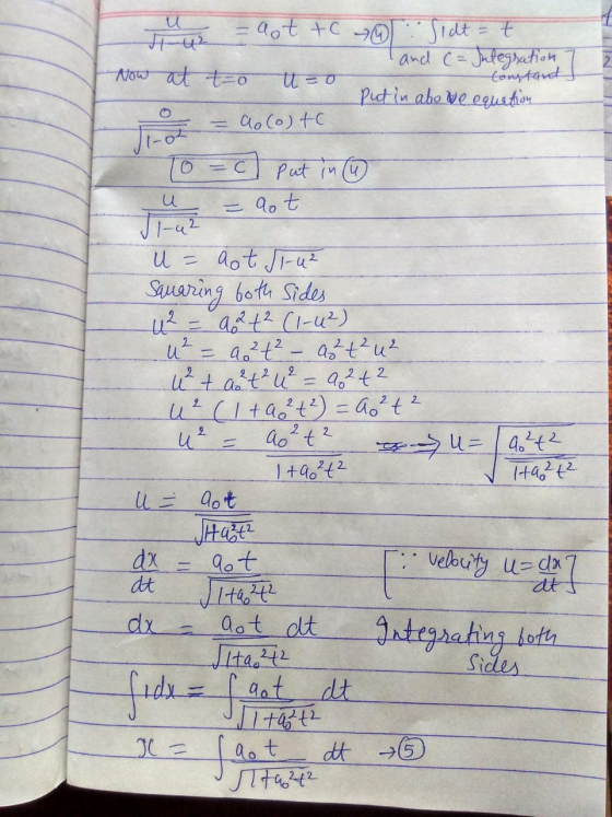 : Sidt=t and c= Julegration 7 constant put in abo we equation u = got tc Ft Now at tao thao 0 = ao(o)tc To=c] put in u = got