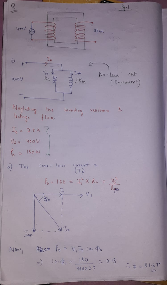 4 13 The No load Test On A Certain Transformer With Its Secondary