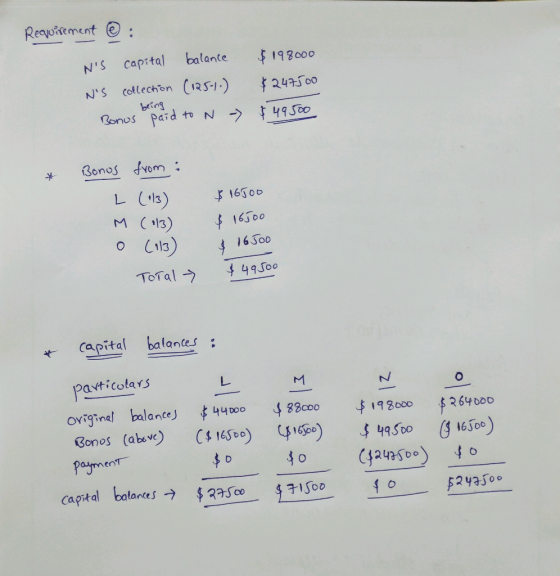 Requirement : NS capital balance Ns collection (125-1-) Bonus paid to N - $19000 $247500 $49500 being * Bonos L M 0 from :