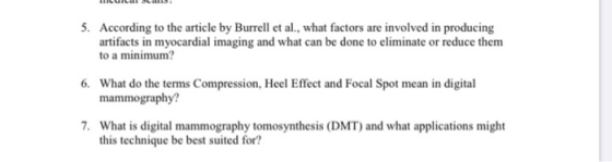 Luildl Sl15 5. According to the article by Burrell et al., what factors are involved in producing artifacts in myocardial ima