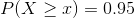 P(X \ge x)=0.95