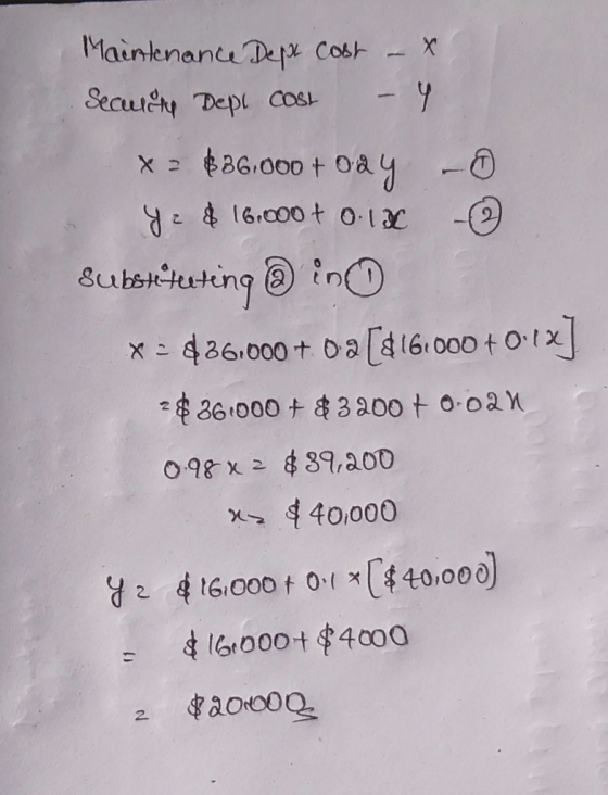 Maintenance Depx Cost - X Secucty Depl COSH Y: $ 16.000 t 01x Subsituting inO * - 486.000 + 0a [416. 000 + 01x *$ 36 000 + &