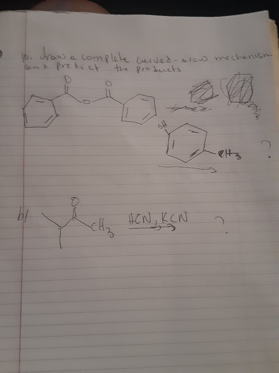 16. draw a complete curved-brow mechanism kend predict the products 04 eltz b/ CH HON, KCN