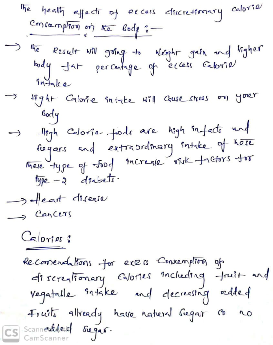excess discretioaru discretionary calorie - S 1 - Consumption on the Body: - the Result will going to weight gain and higher