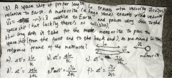 a stor with relative-to Earth.. A mote or ite (a ha,ruel , wtoa veo1ity ที่ะ no cellson ( but uckly thereろno alltand)pases uer dee e r the ele mete or ite to pass te hữ(from the front end t the back end). As measured ,the ne trane of e mee ortte? 241 ,at=25 2sC 240