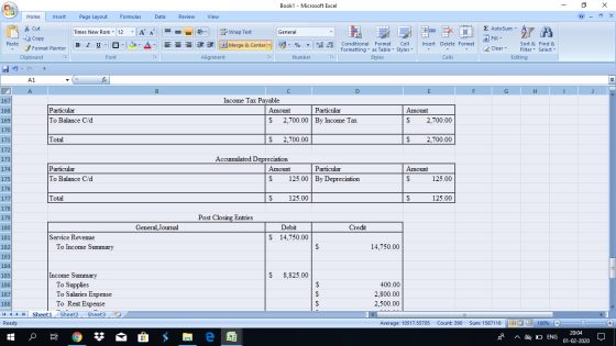 Book1 - Microsoft Excel - X Home Insert Page Layout Formulas Data Review View Cut Copy - General Times New Rom - 12 - A A BI