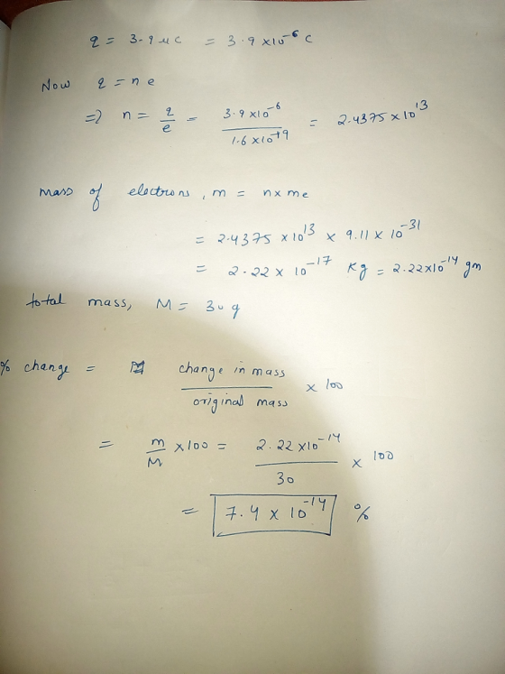 No2n e 1-6 x(o11 Mars electrons 1 m = nx me -31 こ 743 75 χ 1013 X 9.11 X 10 ?-22X 0 to tal mass, M 2 % chany=隣 change In mass x 0 orig inal mass 1D0 |子.yxIDll %