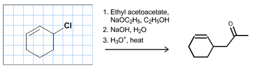 1. Ethyl acetoacetate, CI 2. NaOH, H20 3. Нзо, heat