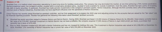 Problem 17-08 Riverbed Corp. is a medium-sized corporation specializing in quarrying stone for building construction. The com