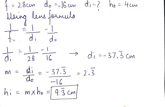 di do di37.3 cm n = di =-37.3 2.3 do -16