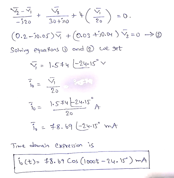Ja -0. Iz - + 4 4 ( 130 - 320 30+o (0.2 – 0. b) +(0.03 + 0. 04 ), so > 0 Solving equations 0 and @ we set V 1.544(-24.150 V