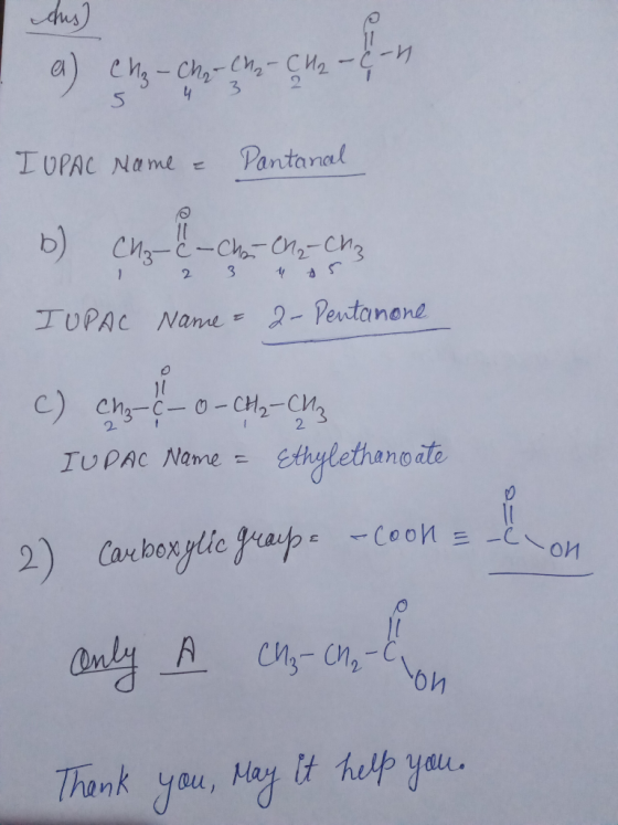 das) a) che - Cha-Ch - CH2 - 4-1 Name z IUPAC Name = Pantanal 6) Che - Chen M. Cha 2 3 4 5 Name = 2-Pentanone IUPAC c) ch - 0