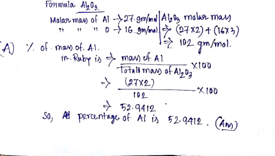Fo91mala Al0s Molas may of Al ->27-gm/md A malaa may D16.9mfna> e7x2)+ (16x2) 102 gm/nol. A of mao of. A1 in. Ruby is mav) o