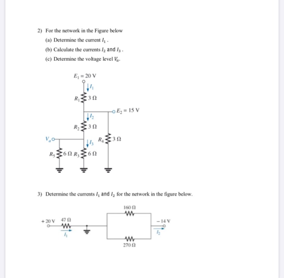2) For the network in the Figure below (a) Determine the current I. (b) Calculate the currents 12 and 13. (c) Determine the v