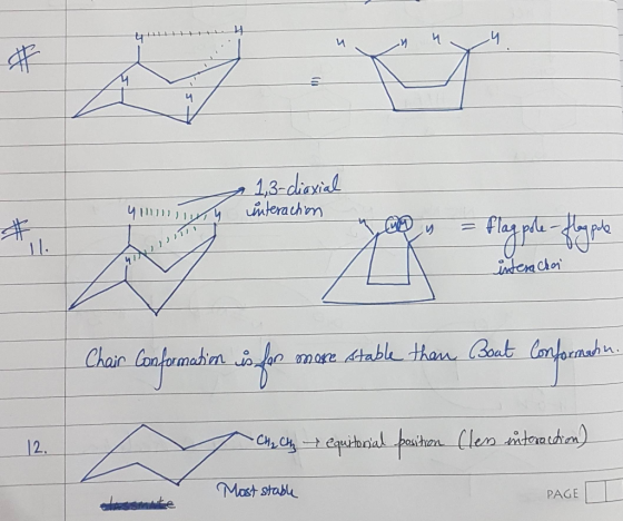 4 1,3-diaxial inery interachion y = Flagpole-flappie flag intera chai Chair Conformation is for more stable than Boat Conform