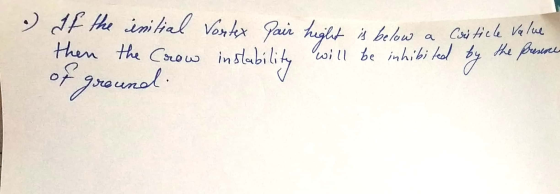 . Vortex fair hight is below a Criticle Value If the initial them the Crow of ground Crow instabiliday when the electio TAU