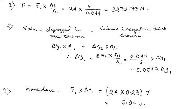 27 F = Fix = 24x com = 3272.731. Volume depressed in - Volume increased in thies thin Caloumn Calouenn. AY, XA, = AY2 XA2 :.