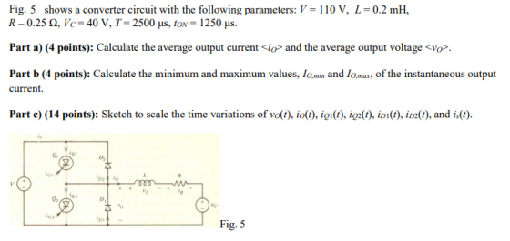 Fig. 5 shows a converter circuit with the following parameters: V = 110 V, L = 0.2 mH, R-0.25 12, Vc=40 V, T= 2500 us, ton =