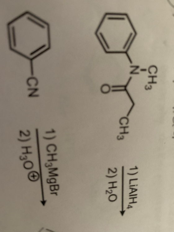 CH₃ 1) LIAIHA 1) CH3MgBr CN 2) H300