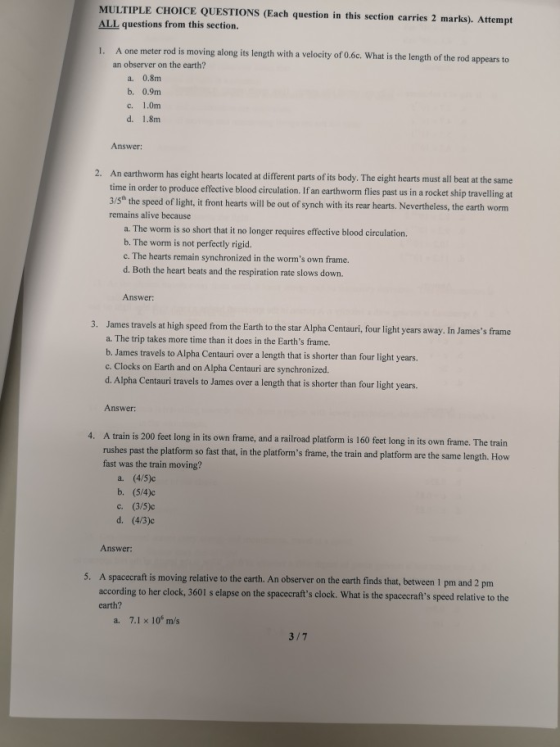 MULTIPLE CHOICE QUESTIONS (Each question in this section carries 2 marks). Attempt ALL questions from this section 1. A on e