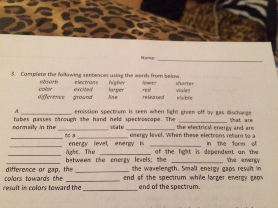 Complete the following sentences using the words f