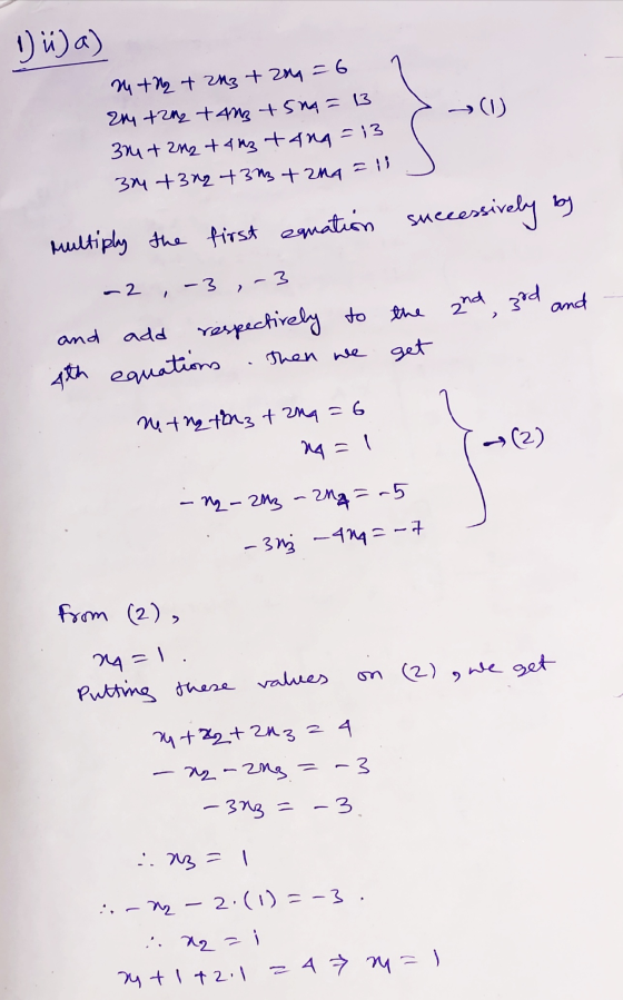 1) ü)a) 4+H2 + Zn₂+2y =6 1 2m +242 +40 +50=13 34+ 2M2 +4n3 tang = 13 34 +3024303 + zna = 1 ) > >(1) successively by Multiply