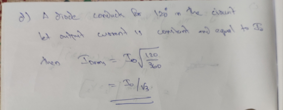 d) A diode let output conducts for cuistent is 120 in the circuit constant and equal to Bo 20