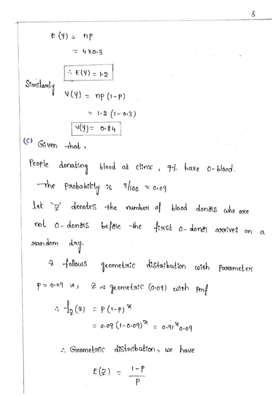 V(y)- np (i-P) (C> G ven -that clinic have 0- blood 2 lenotes the umber f blood dondls aho ase mot o don8 befie -the flst don