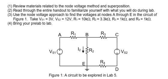 (1) Review materials related to the node voltage method and superposition. (2) Read through the entire handout to familiarize