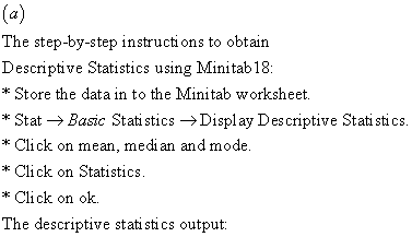 Ca The step-by-step instructions to obtain Descriptive Statistics using Minitab18 * Store the data in to the Minitab workshee