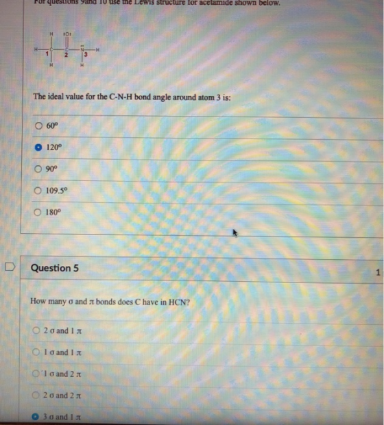 For Questions 9and 1u Use He Lewis Structure For Acetamide Shown Below 