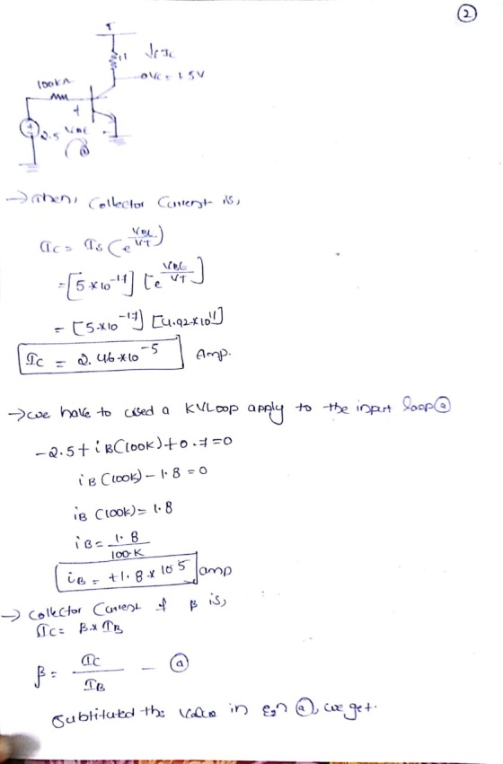 Je me (DOKA then, Collector Connenst is, aco Is CVE) = [5x10-11] [4.92x10] Dc = 2.46410-5 amp. - we have to used a KYLoop app